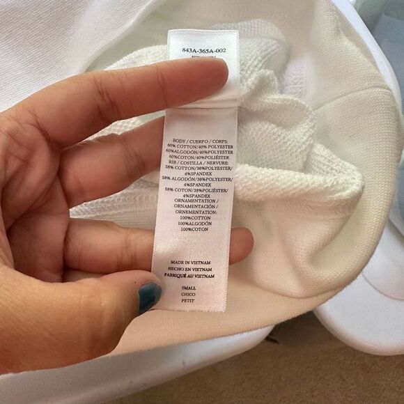 RAILS Kinsey Ruffled Fringed‎ Crewneck Sweatshirt in White size small cotton - Picture 7 of 9